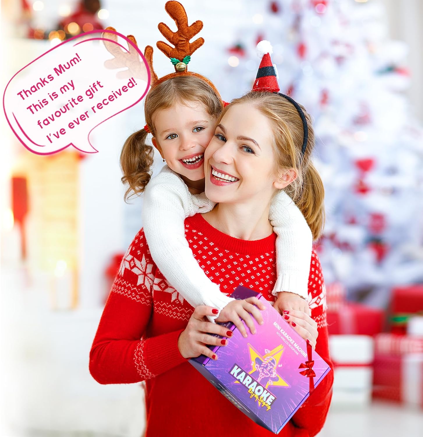 Mini karaoke machine | Bluetooth speaker met 2 draadloze microfoons