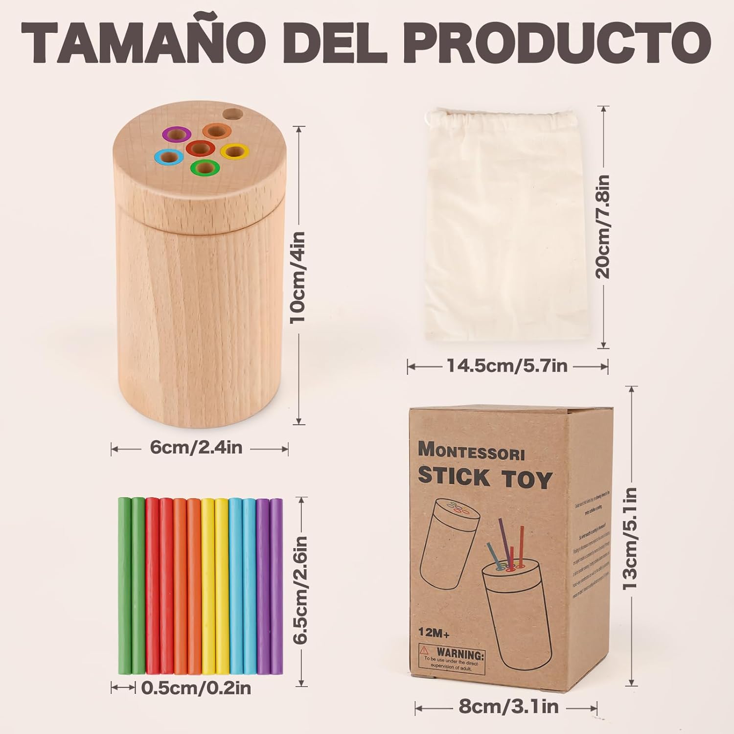 Montessori Kleur- en Sorteerspel | Houten Educatief Speelgoed voor Peuters 2-3 jaar