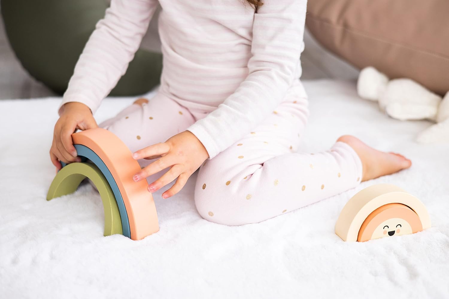 Kerst sneeuwpop stapeltoren | Houten educatief speelgoed