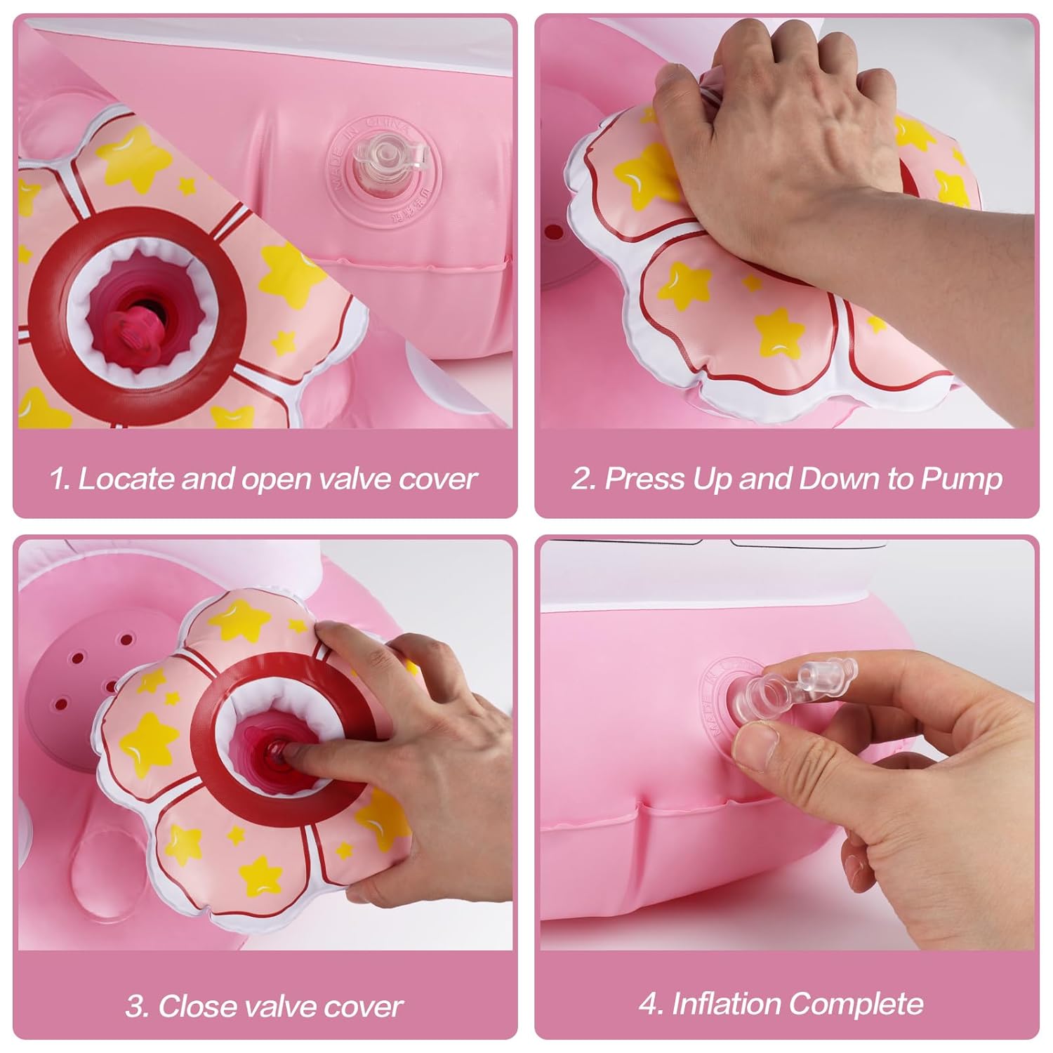 Multi-Functionele Opblaasbare Baby Zitstoel | Roze Vloerstoel voor Baby's met Ingebouwde Luchtpomp vanaf 6 Maanden