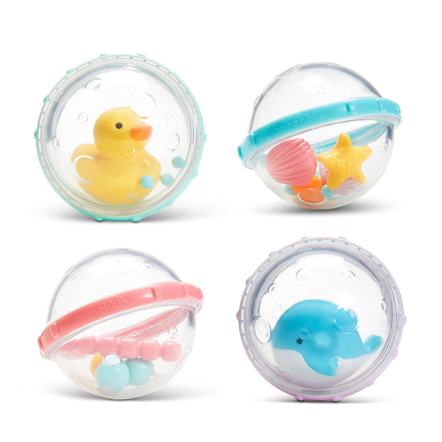 4-Delige Drijvende Bad Speelgoed Set voor Baby’s | Stimuleert Zintuigen Met Getextureerde Ringen & Kleurrijke Bubbels | Veilig en Leuk voor Baby’s van 4+ Maanden