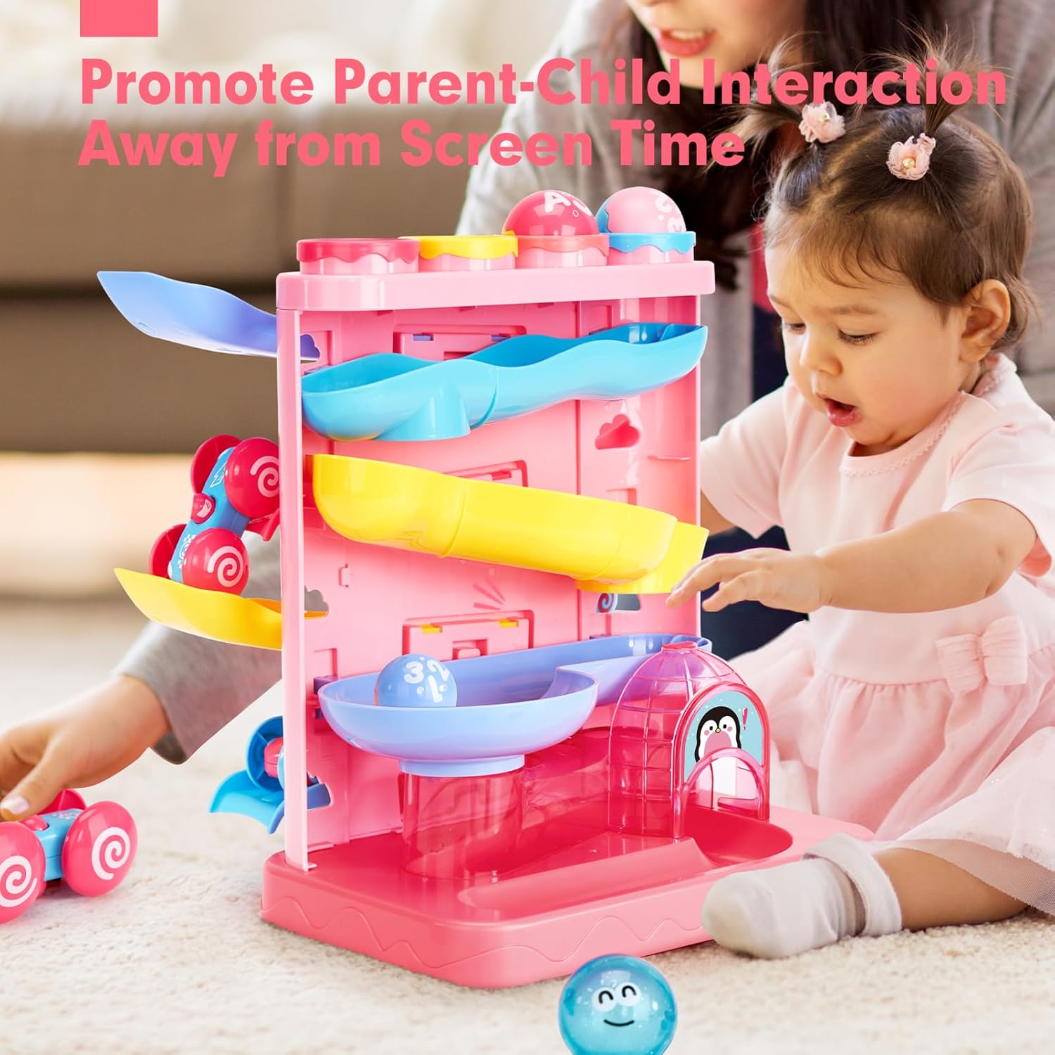 2-in-1 Hamerbal & Auto-Ramp Speelgoed | Montessori Leer Cadeau voor 1-3 Jaar | STEM Ontwikkelingsspeelset