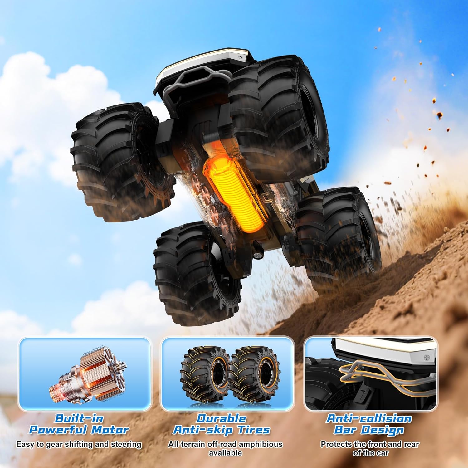 Amfibische RC Auto | Waterdichte Monstertruck 6+ Jaar