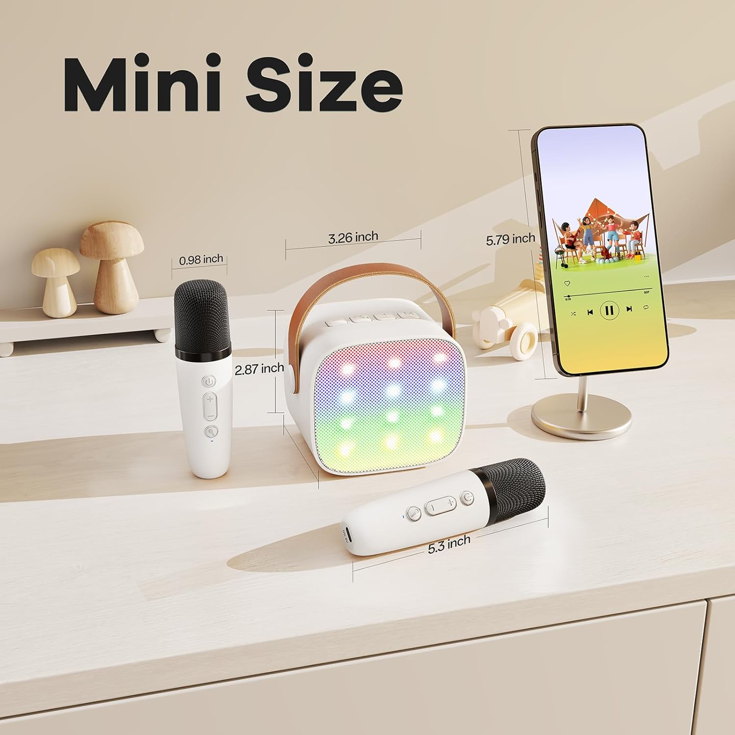 Mini karaoke machine | Bluetooth speaker met 2 draadloze microfoons