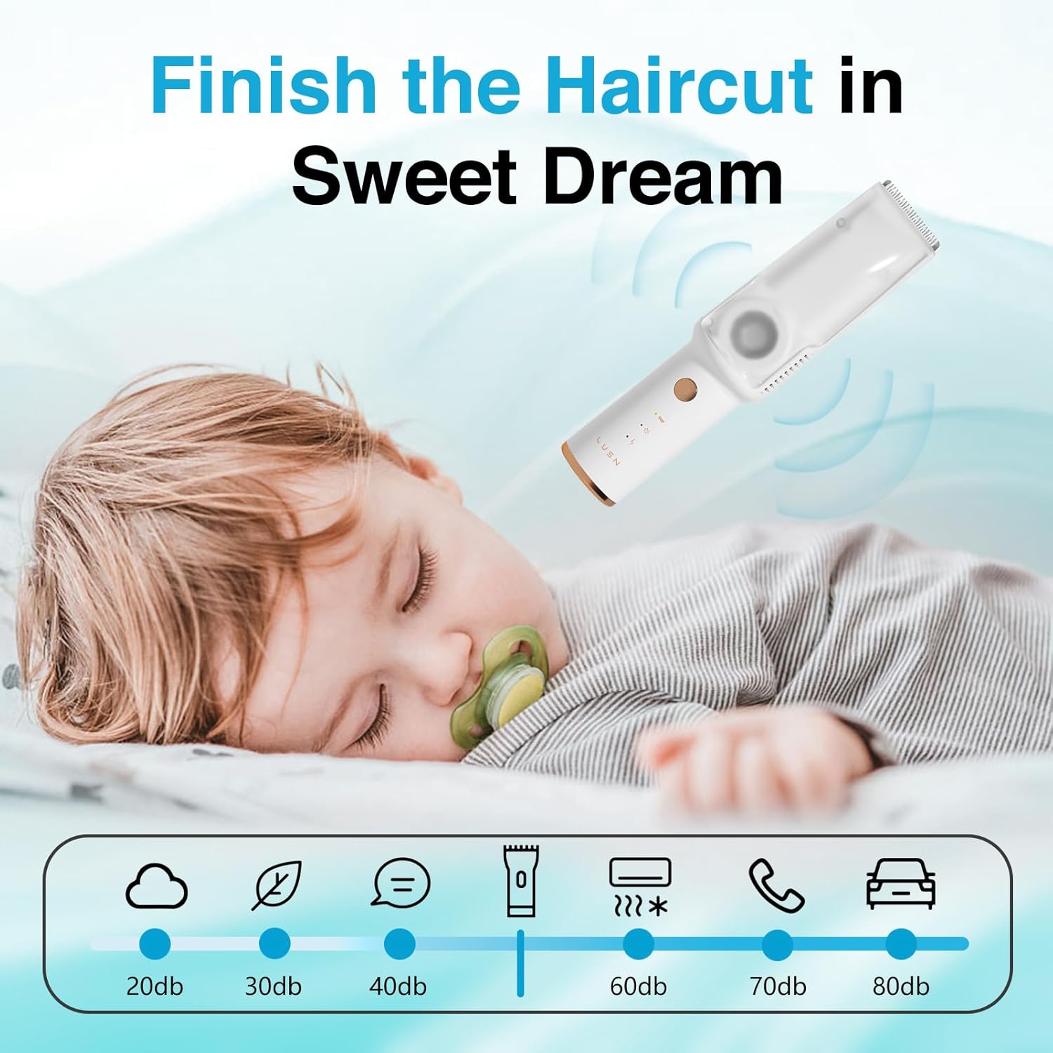 Baby Haarknipmachine met Vacuüm | Kinderen Haarknip Kit met 3 Gids Kammen Waterproof & Draadloos voor Kinderen