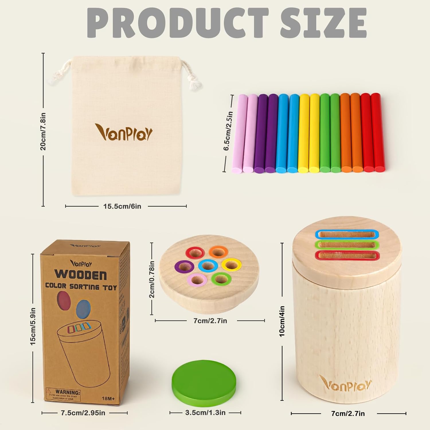 Montessori Kleur- en Sorteerspel | Houten Educatief Speelgoed voor Peuters 2-3 jaar