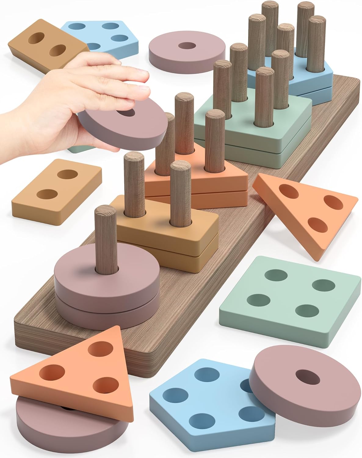 Montessori Speelgoed Hout | Zintuiglijk Educatief Speelgoed voor Peuters 1-3 Jaar | Leerzaam Cadeau voor Jongens & Meisjes