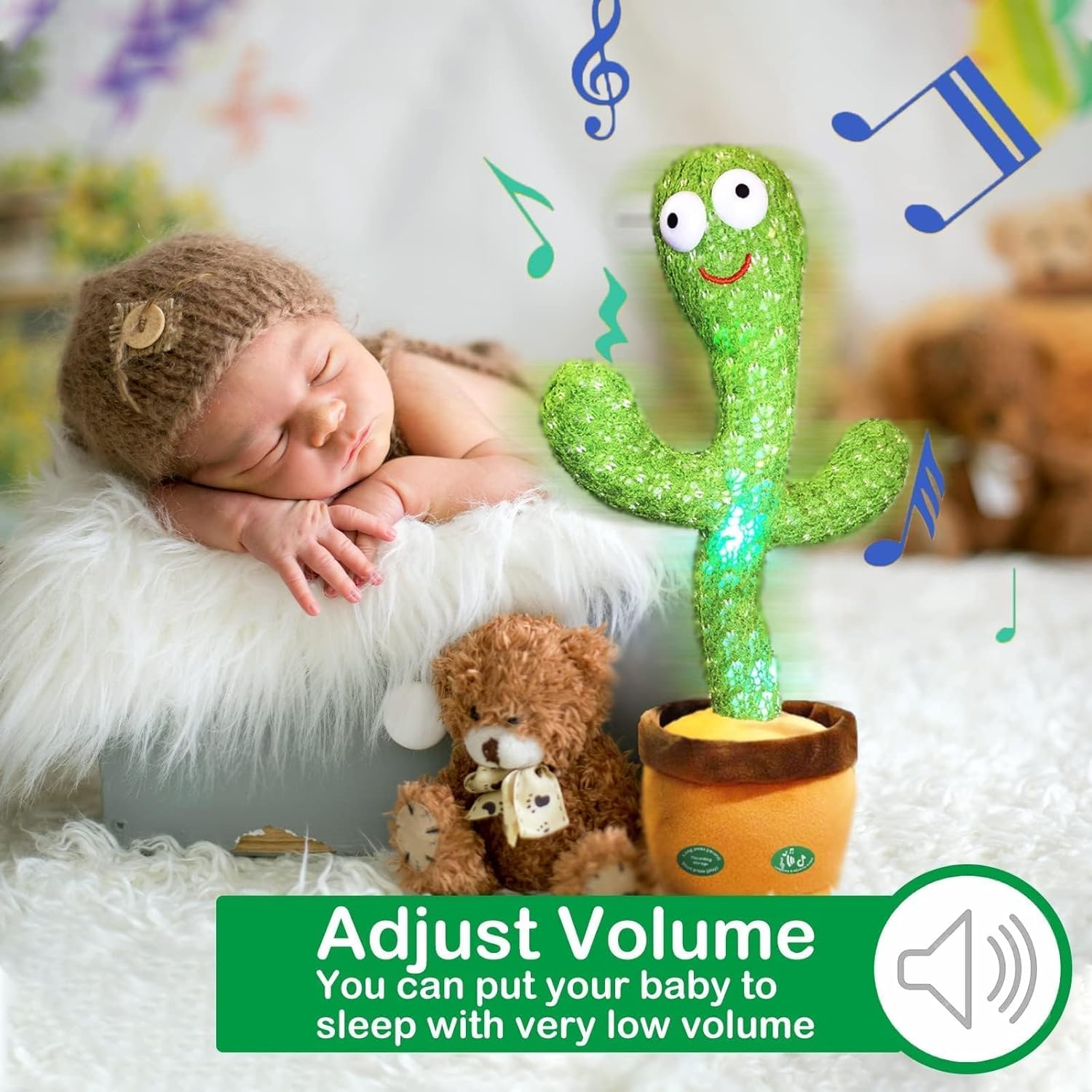 Dansende en Pratende Cactus met LED l  120 Liedjes met opnamen functie voor 15 Liedjes