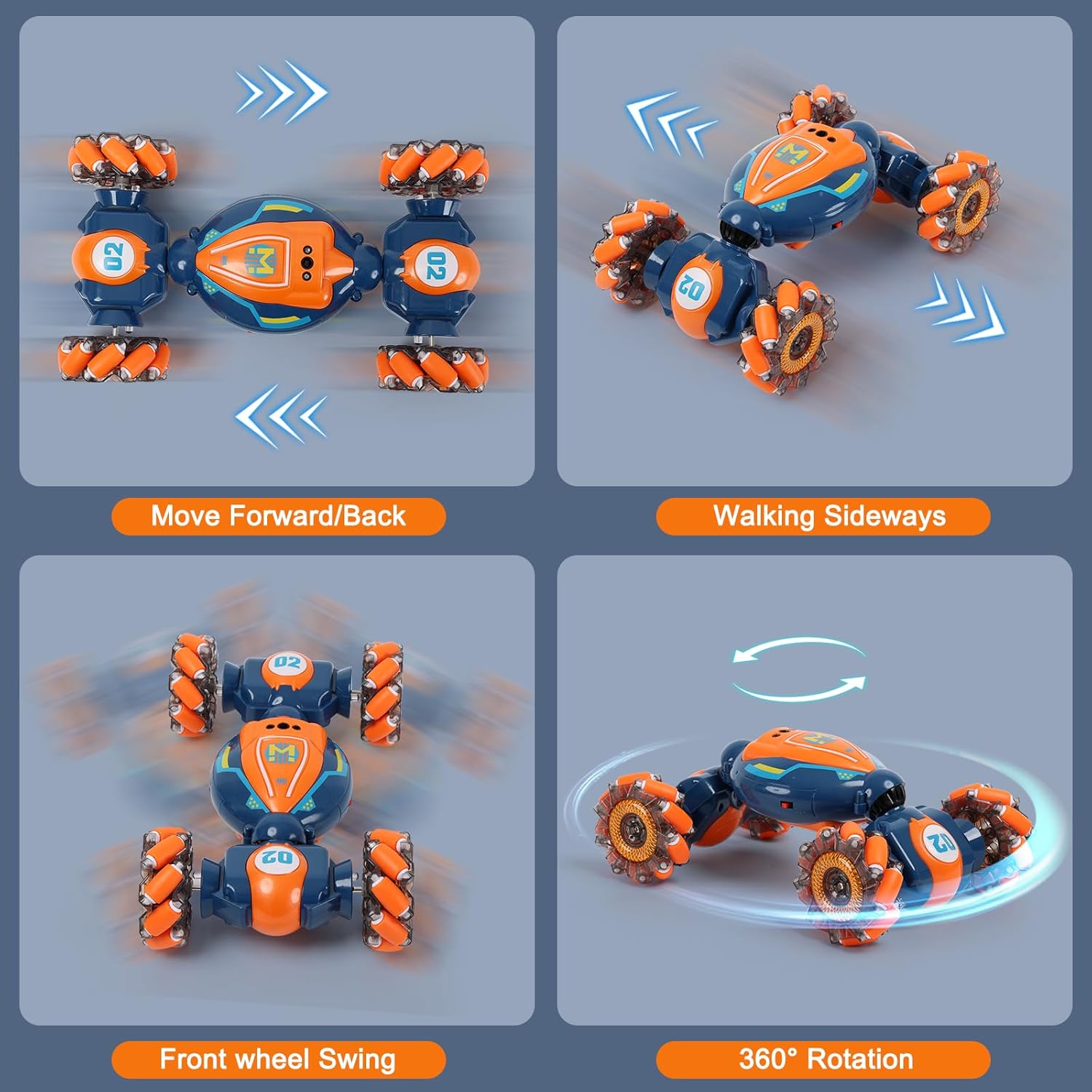 RC Stuntauto met Gebarenbediening | 4WD Twist Car met Licht & Muziek | Speelgoed Cadeau voor Jongens 6-12 Jaar