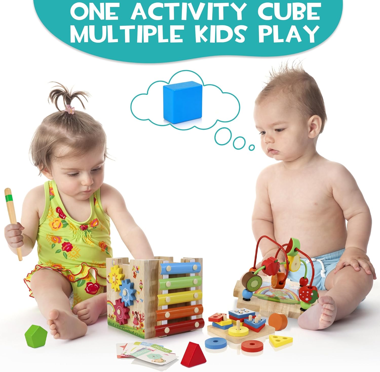 8-in-1 Houten Baby Activiteitenkubus | Montessori Leer Speelgoed 1-3 Jaar | Perfect Eerste Verjaardagscadeau