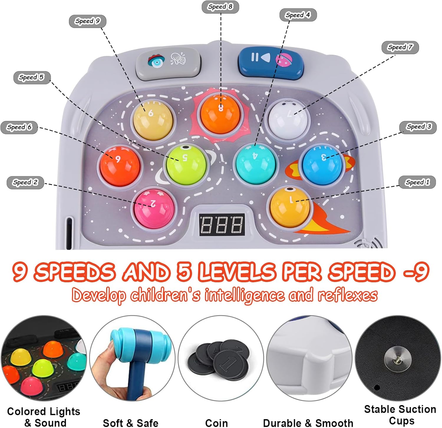 Whack-a-Mole spel | Interactief hamer spel met licht & geluid voor kinderen