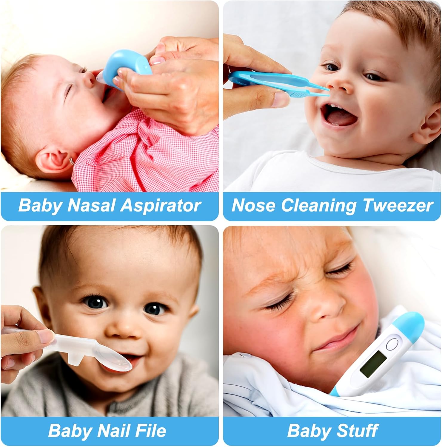 Baby Verzorgingsset voor Veiligheid | Borstel, Kam, Nagelknipper, Neusaspirator Essentiële Verzorgingskit voor Pasgeborenen