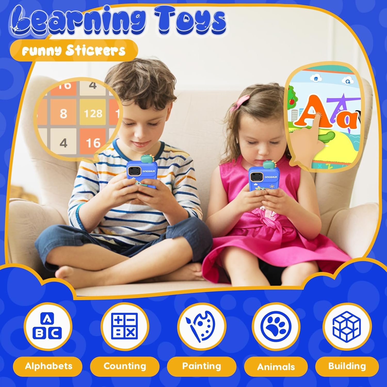 Kids Speelgoed Telefoon | Educatieve Mobiele Telefoon voor Jongens 3-9 Jaar | 16 Leerspellen | Camera & Muziekspeler | Kerstcadeau