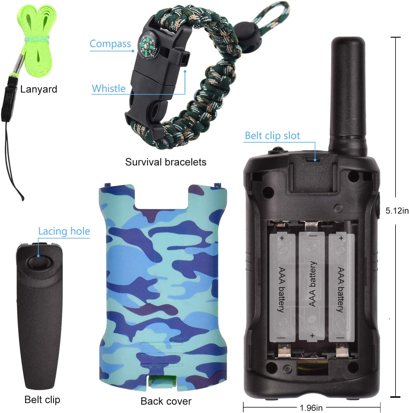 Kinderen Walkie Talkies | 22 Kanalen | 3 Mile Bereik | Duurzaam | Groene Camouflage | 6+ Jaar
