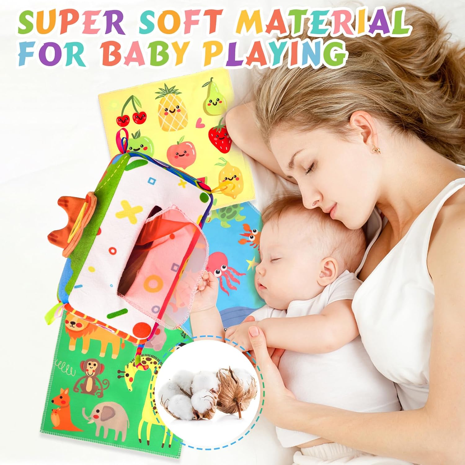 Montessori Tissue Box Speelgoed | Zacht Gevuld Hoog Contrast Krinkel Infant Sensorisch Baby Speelgoed 6 tot 12 Maanden Vroeg Leren Cadeaus