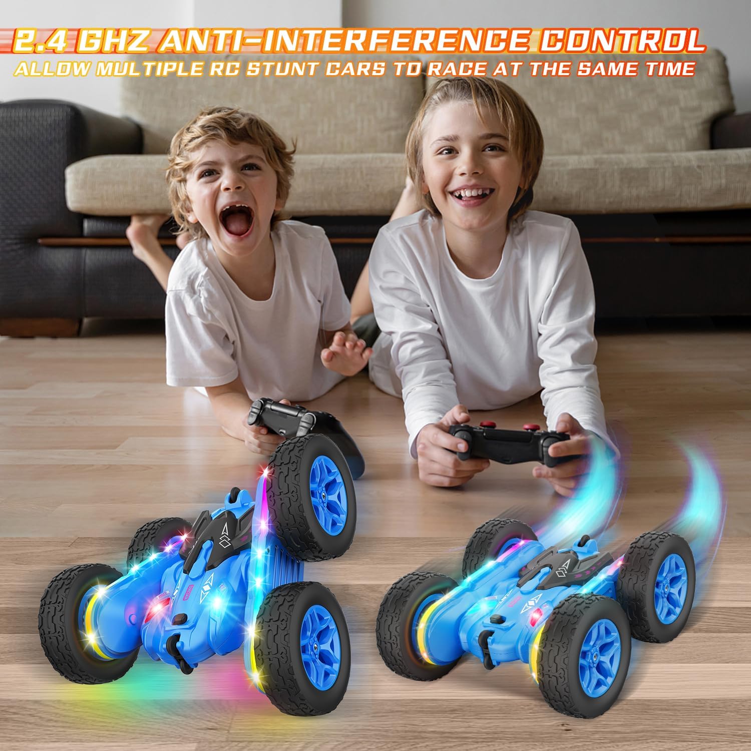 Afstandsbediening auto voor meisjes | 360° stunt RC auto met koplampen & 4WD roze speelgoed