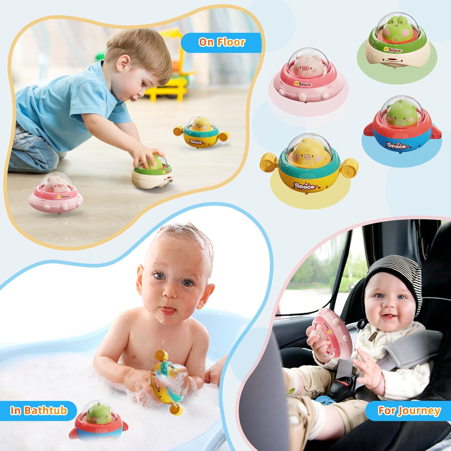 Dier-Thema Druk & Ga Auto's | Baby Speelgoed 6-36 Maanden | Perfect voor Reizen of Speeltijd