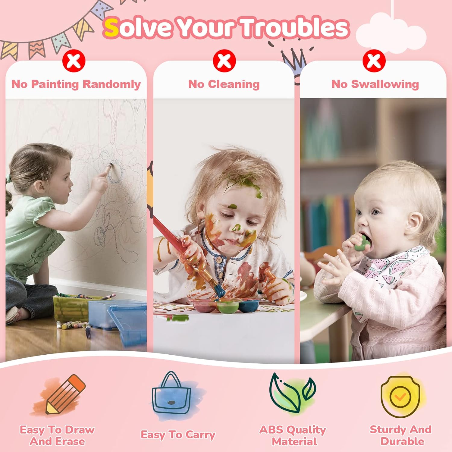 Magnetisch Tekenbord | Kladblok, leer- en educatief speelgoed voor 1-2-3 jaar