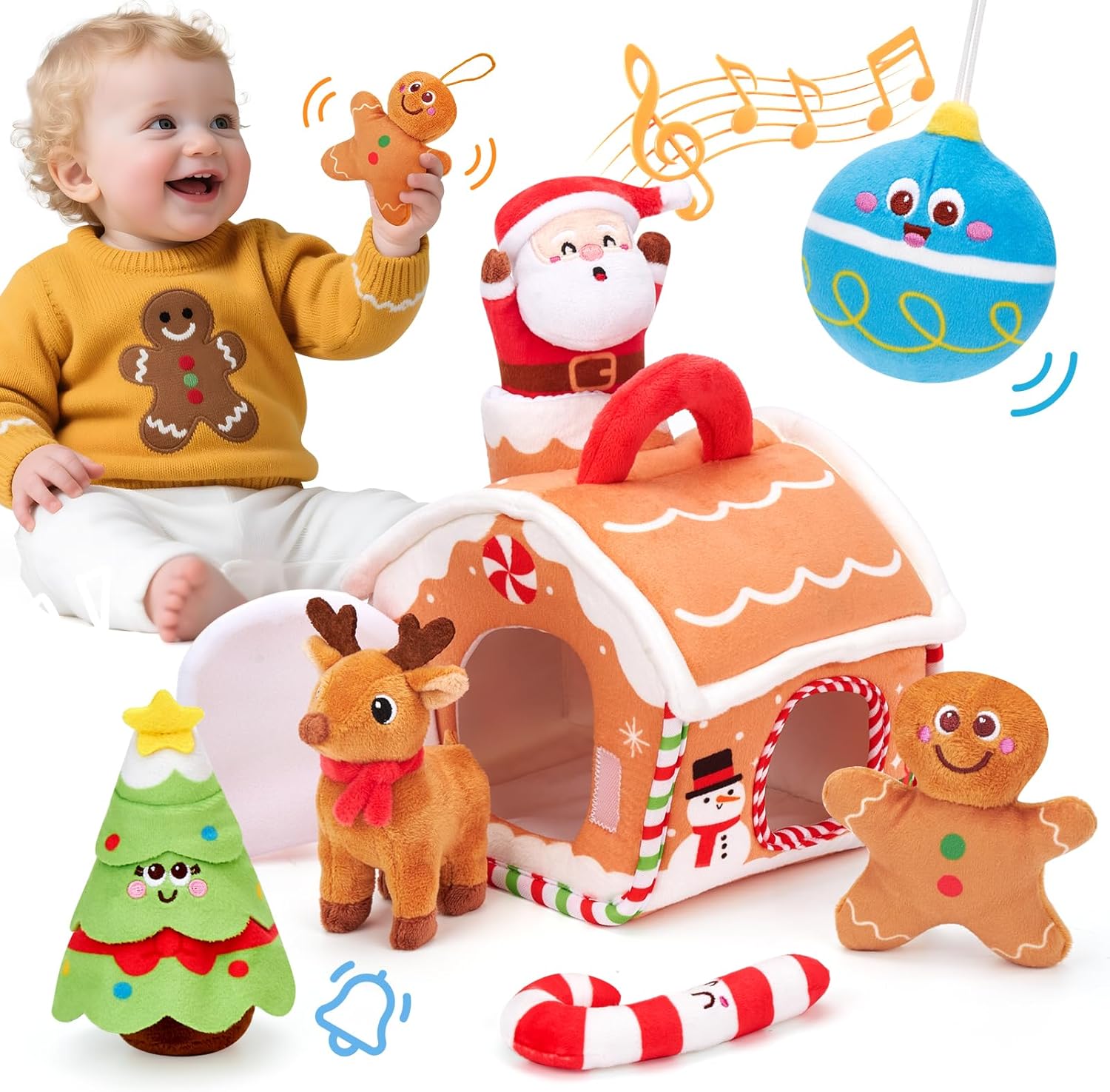 Baby kerst speelgoed set | Muzikaal & sensorisch 7-delig