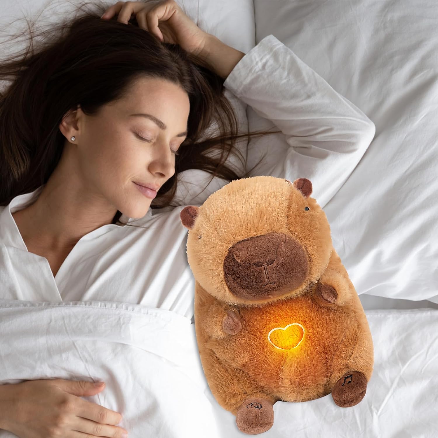 Soothe Snuggle Capybara Knuffel | Ademend Pluche Voor Angstverlichting | Realistische Beweging & Licht Muziek | Voor Kinderen en Volwassenen