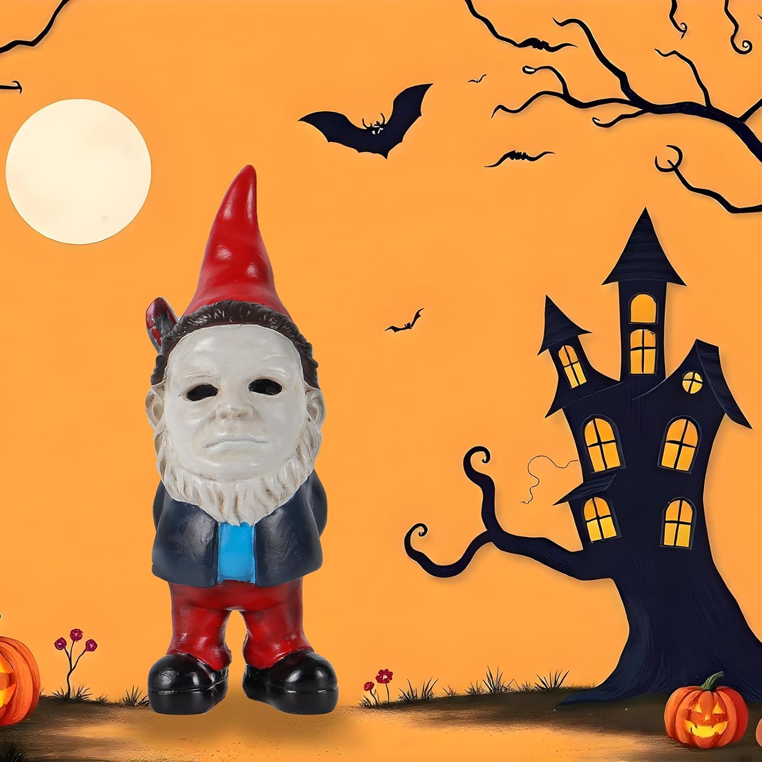 Horror tuinbeeld kabouter | Halloween decoratie binnen & buiten