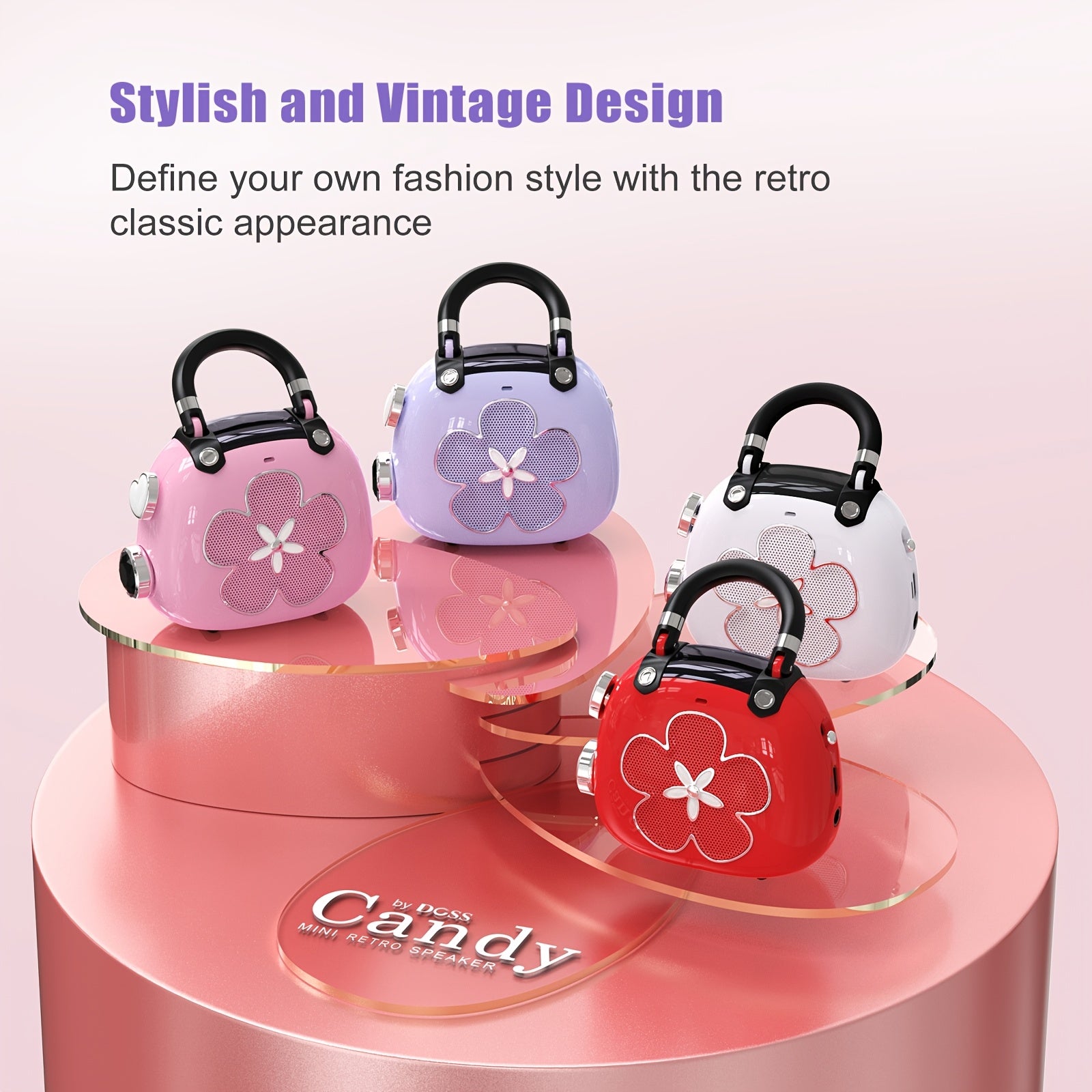 Mini Bluetooth Speaker voor Kinderen en Volwassenen - Draagbare Draadloze Luidspreker met Retro Design - 5W Krachtig Geluid MP3 Speler - Leuk Cadeau voor Meisjes