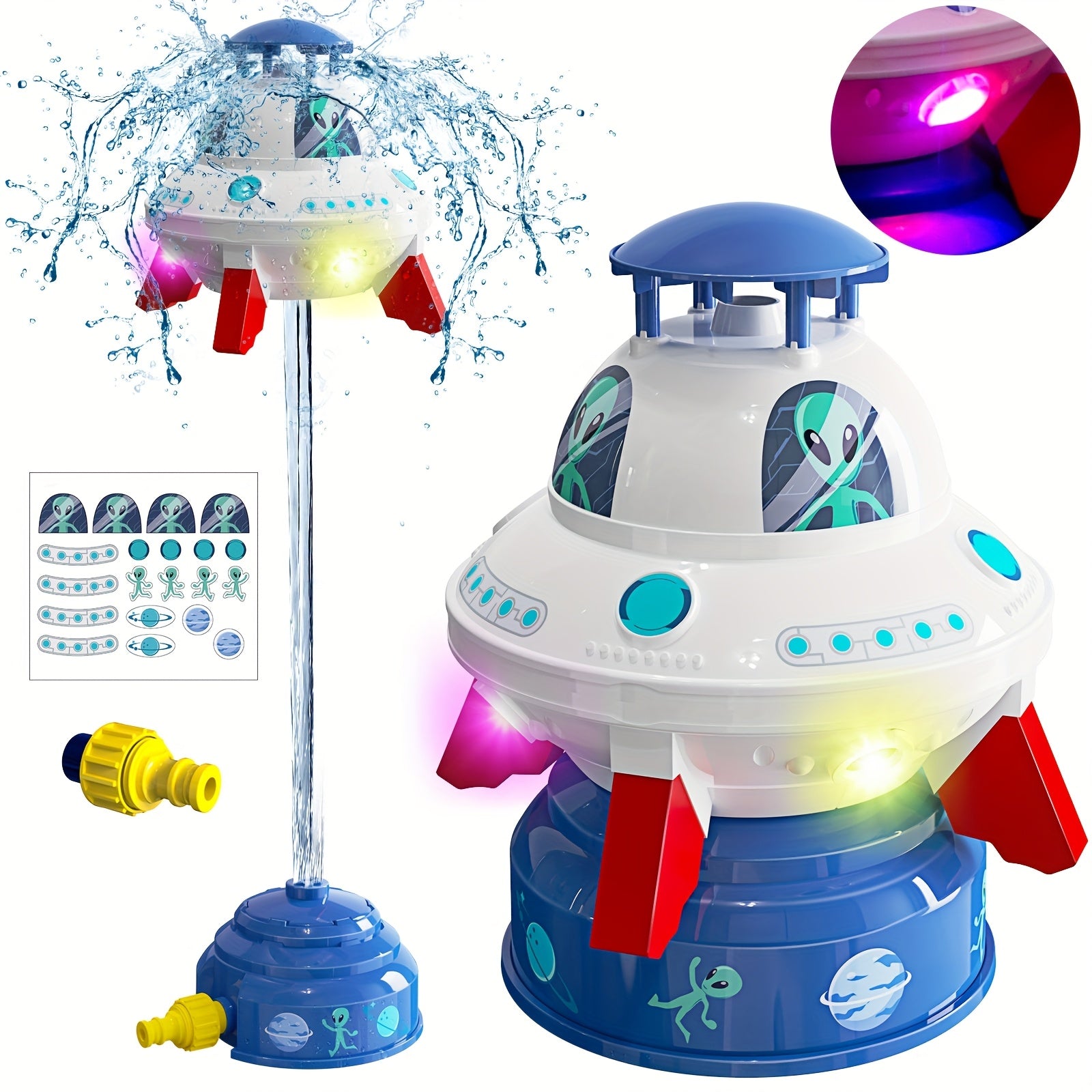 Skirfy UFO Watersproeier – Verlicht Buitenspeelgoed met Rotatie voor Kinderen van 3–8 Jaar