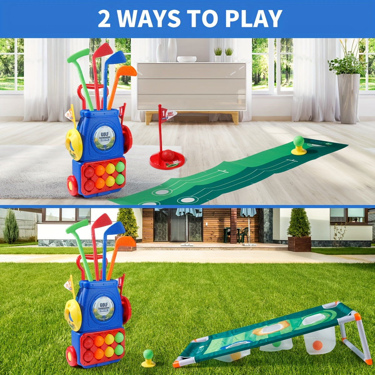 Golf Speelset voor Kinderen – Inclusief 8 Ballen, Golfbord en Mat, Indoor & Outdoor, Leuk voor Feestdagen