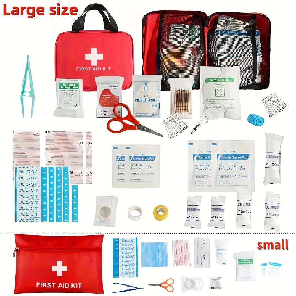 Uitgebreide Draagbare EHBO-Kit voor Outdoor Activiteiten - Complete Eerste Hulp Verbanddoos voor Kamperen, Wandelen en Reizen - Noodpakket met Schaar en Pincet