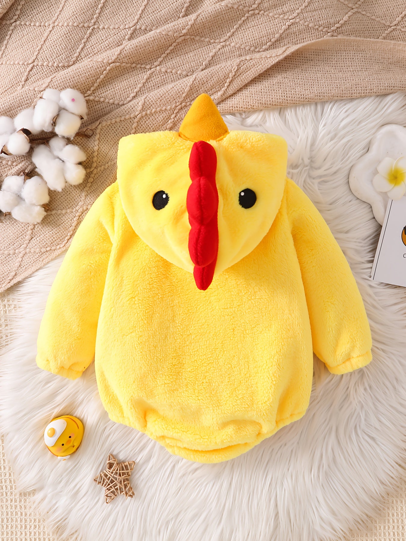 Warm Fleece Boxpakje voor Baby en Peuter van 0-3 Jaar - Schattige Kuiken Onesie voor Jongens en Meisjes - Zacht en Comfortabel Kraamcadeau voor de Winter