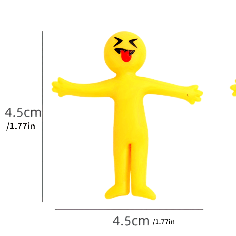 25x Gele Rekbare Poppetjes | Vrolijke Gezichten | Zacht Rubber | Vouwbaar voor Feestdecoraties
