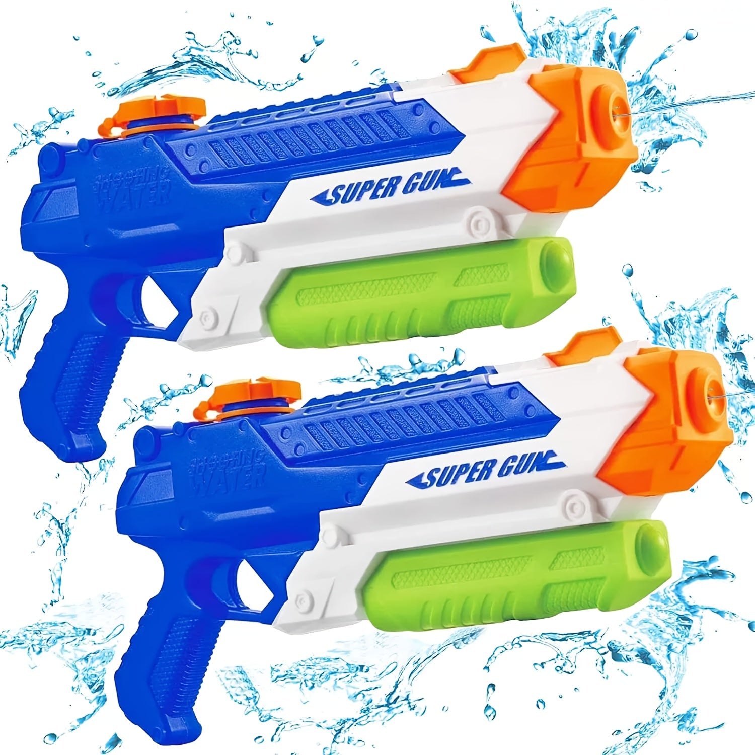 2x Waterpistool 300ml | Zomerspeelgoed voor Zwembad & Strand – Blauw & Oranje