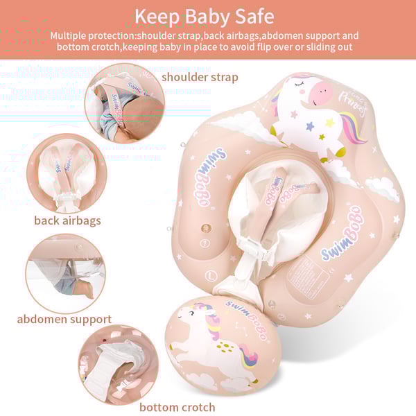 Veilige Baby Zwemtrainer met Zonnescherm voor Kinderen van 3 Maanden tot 4 Jaar - Anti-Kantel Zwemband voor Baby, Peuter, Jongens en Meisjes - Drijver voor in het Zwembad