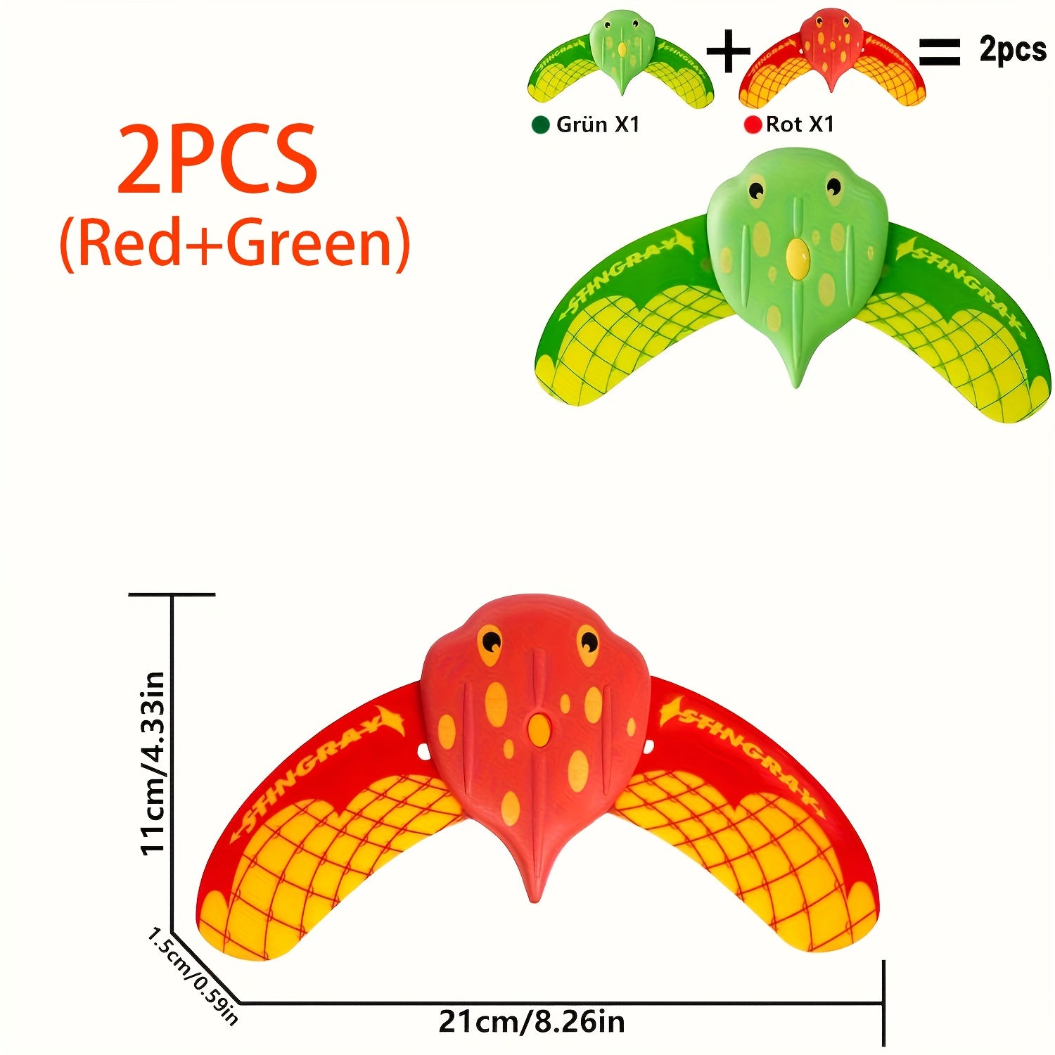2 Stuks Wateraangedreven Rog Zwemspeelgoed | Duik- en Strandset voor Kinderen