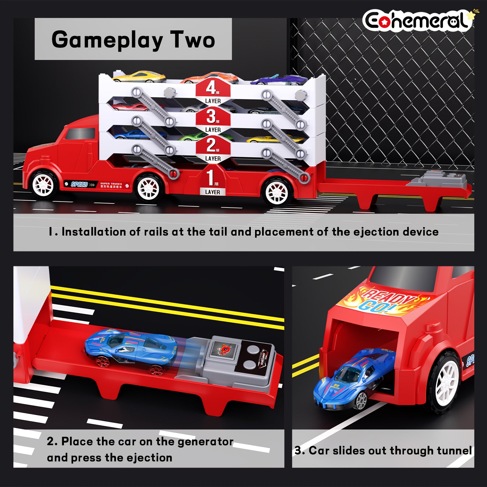 Brandweer Auto met Transformerende Racebaan | Inertiële Mini Auto's & Tracks | Rood Cadeau Speelgoed voor Verjaardag & Kerst | Raceplezier