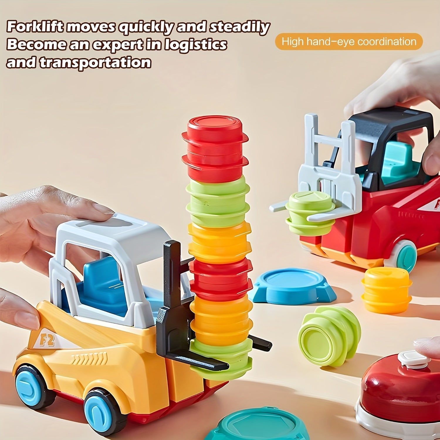 Constructie vorkheftruck spel|Educatief bouwvoertuig – veilig ABS materiaal