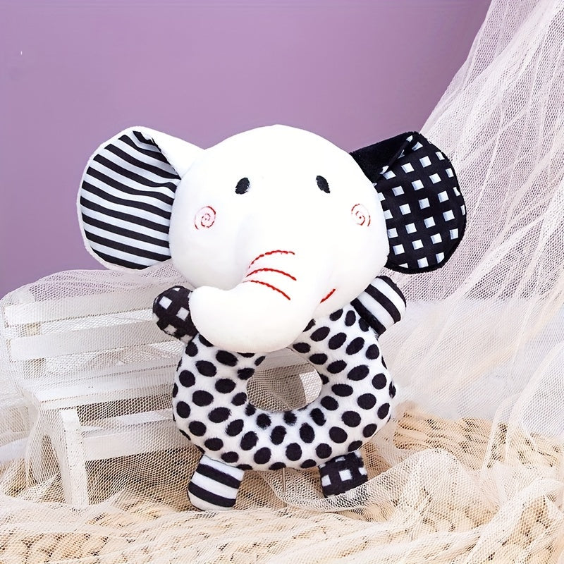 Zwart-witte Polyester Fiber Rammelaar Speelgoed | Educatief Baby Cadeau voor Vroeg Onderwijs