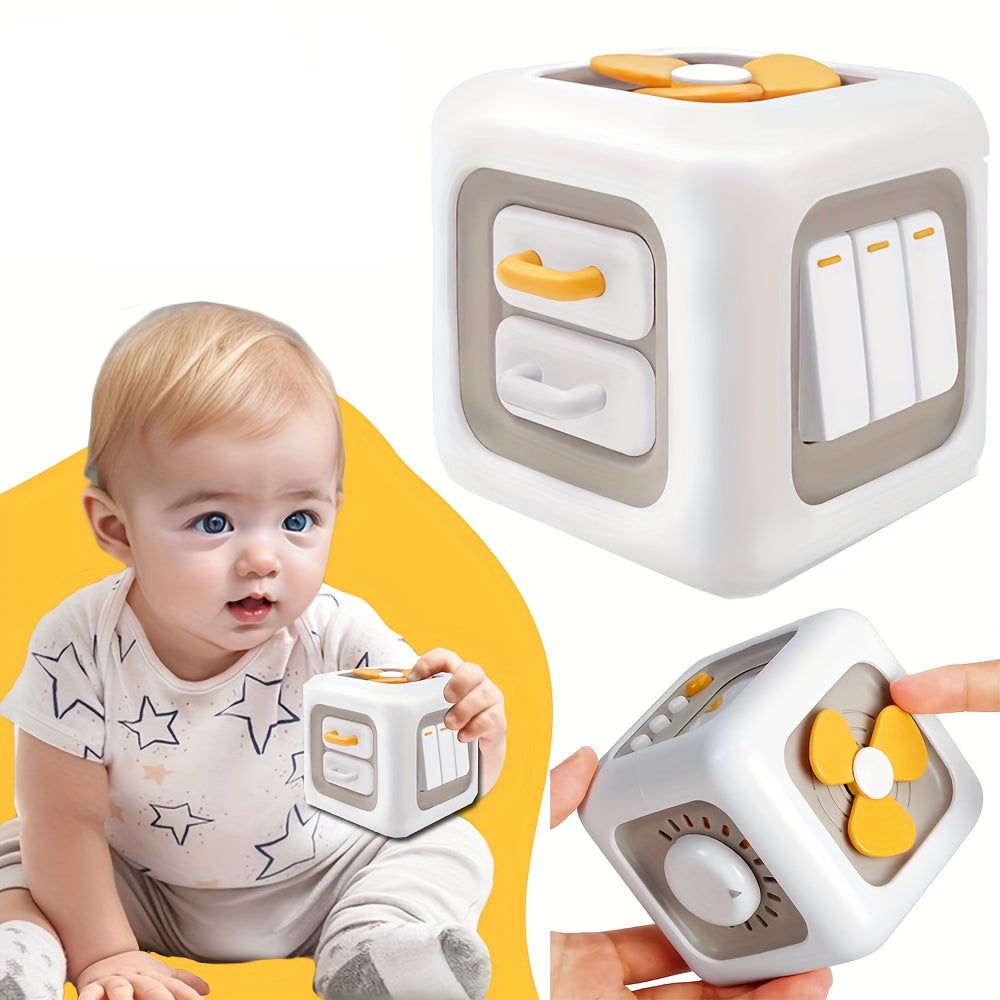 6-in-1 Busy Board | Motorische Ontwikkeling & Educatief Speelgoed voor Kinderen in Wit/Geel