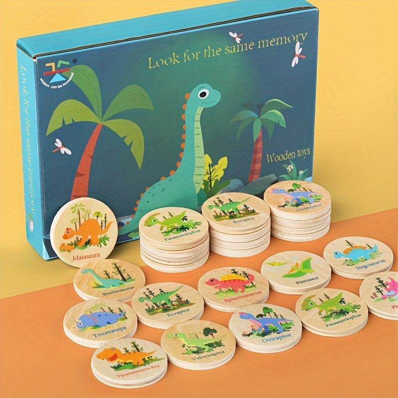 Houten Dinosaurus Geheugenspel | Educatief Matchingspel met Houten Fiches