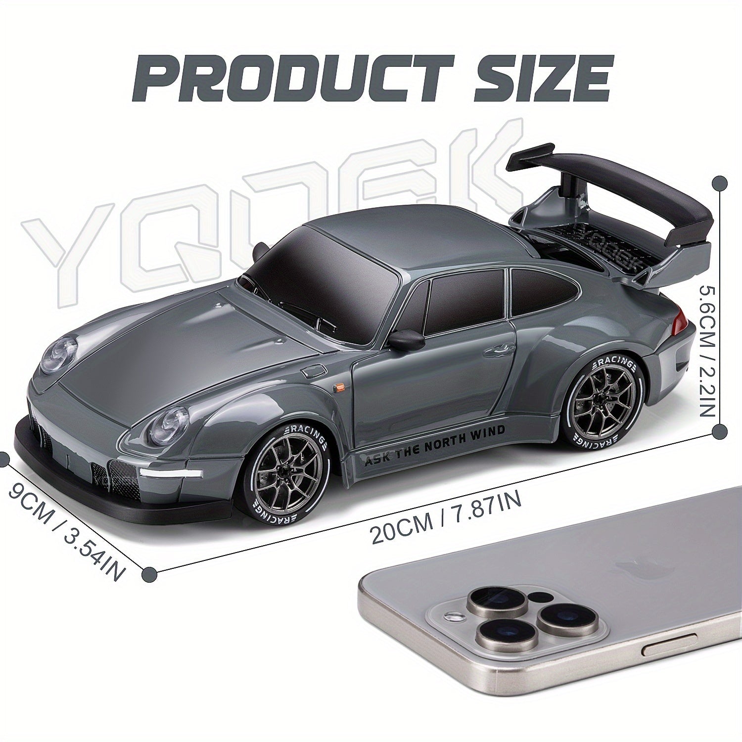 [1 stuk 2.4GHz 4WD RC Drift Auto] - 1:24 RC Drift Auto met Knipperende Lichten, 4WD Hoge-Snelheid Raceauto, Dual Tire Set voor Snelheid & Drift, Inclusief 500mAh Oplaadbare Batterij, USB Oplader, Kegels & Gereedschap