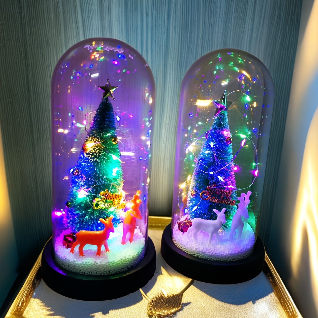 Eeuwige Verlichte Kerstboom met Kerstman en Rendieren | Kerstdecoratie op AAA-batterijen
