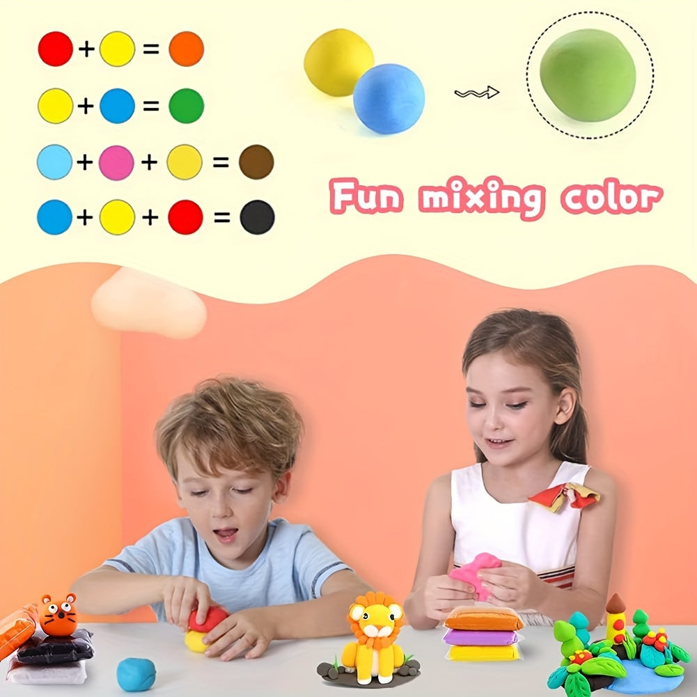 24-Kleuren Lucht Droog Klei - Ultralicht voor Modelleren - Inclusief Gereedschap voor Kunst & Handwerk - Perfect Halloween & Kerstcadeau