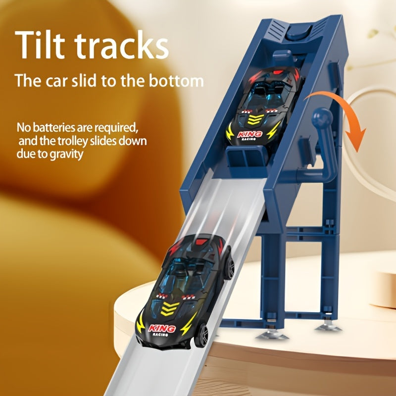 Racebaan Speelset voor Kinderen met 2 Banen en 4 Auto's - Educatief Bouwpakket en Interactief Spel voor Jongens en Meisjes - Perfect Verjaardagscadeau