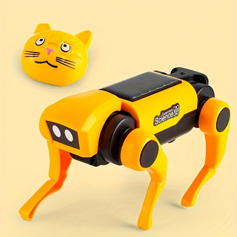 Robot Kit Dieren om te bouwen - Gele Interactieve Hond en Kat | Programmeerbaar Mechanisch Speelgoed voor Kinderen & Volwassenen | Vaderdag Cadeau