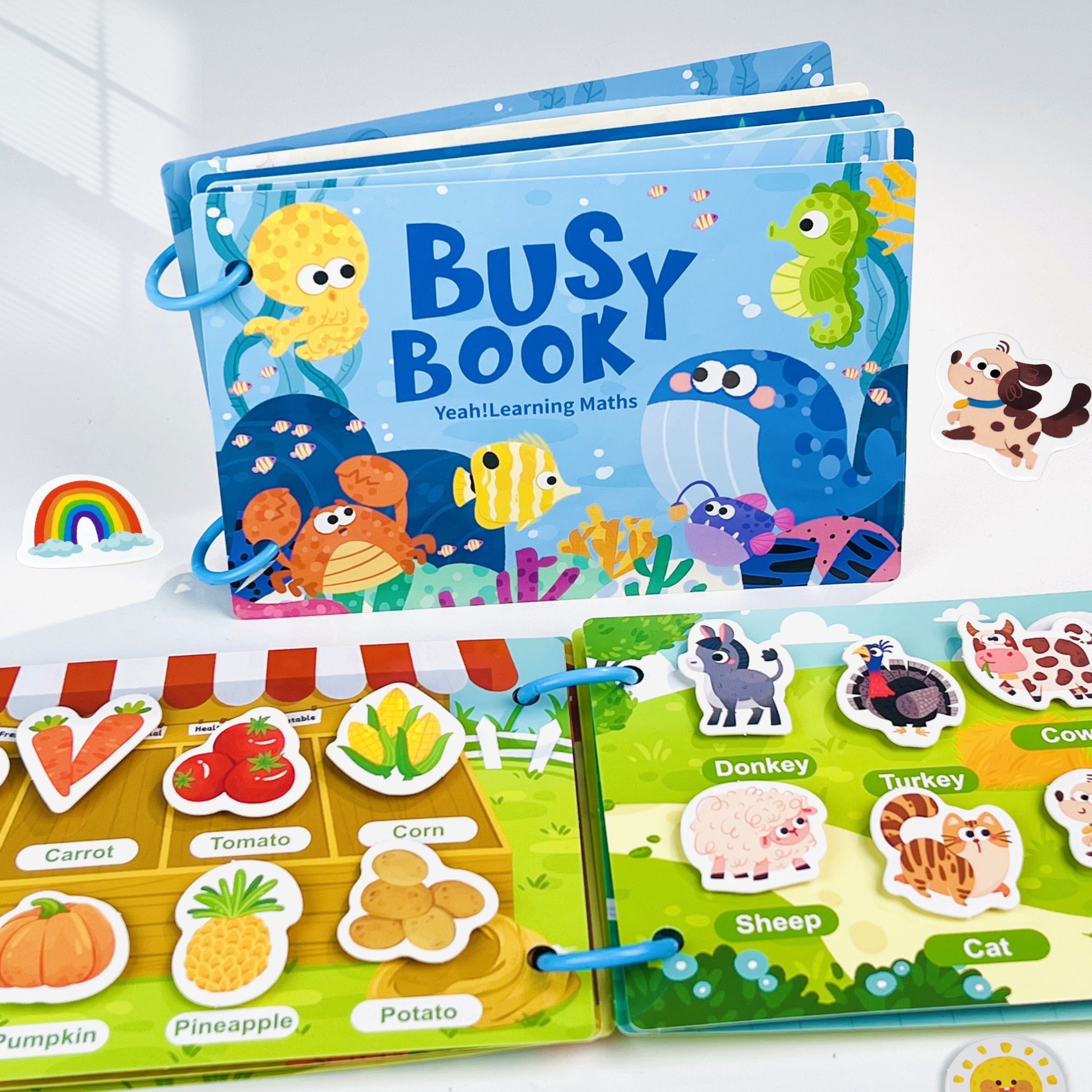 Dieren Leerboek Busy Book | Educatieve Verlichting met Meerdere Thema's, Plak & Scheur Sticker Activiteitenboek voor Kinderen en Peuters