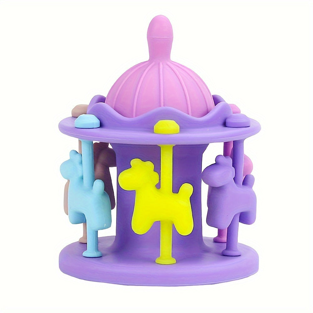 Carrouselontwerp Siliconen bijtrammelaars | Babykauwspeelgoed met muziek en rammelaars voor kinderen van 0-3 jaar