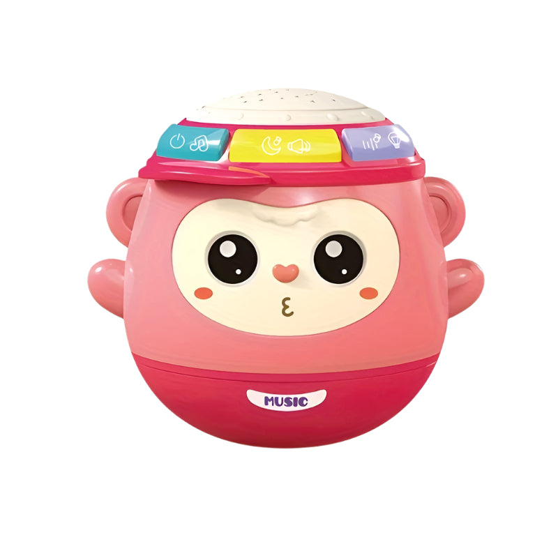 Monkey Hand Drum Speelgoed met Licht en Muziek | Multifunctioneel Ritme Projectie Speelgoed voor Vroege Educatie | Perfect Cadeau voor Halloween en Kerst