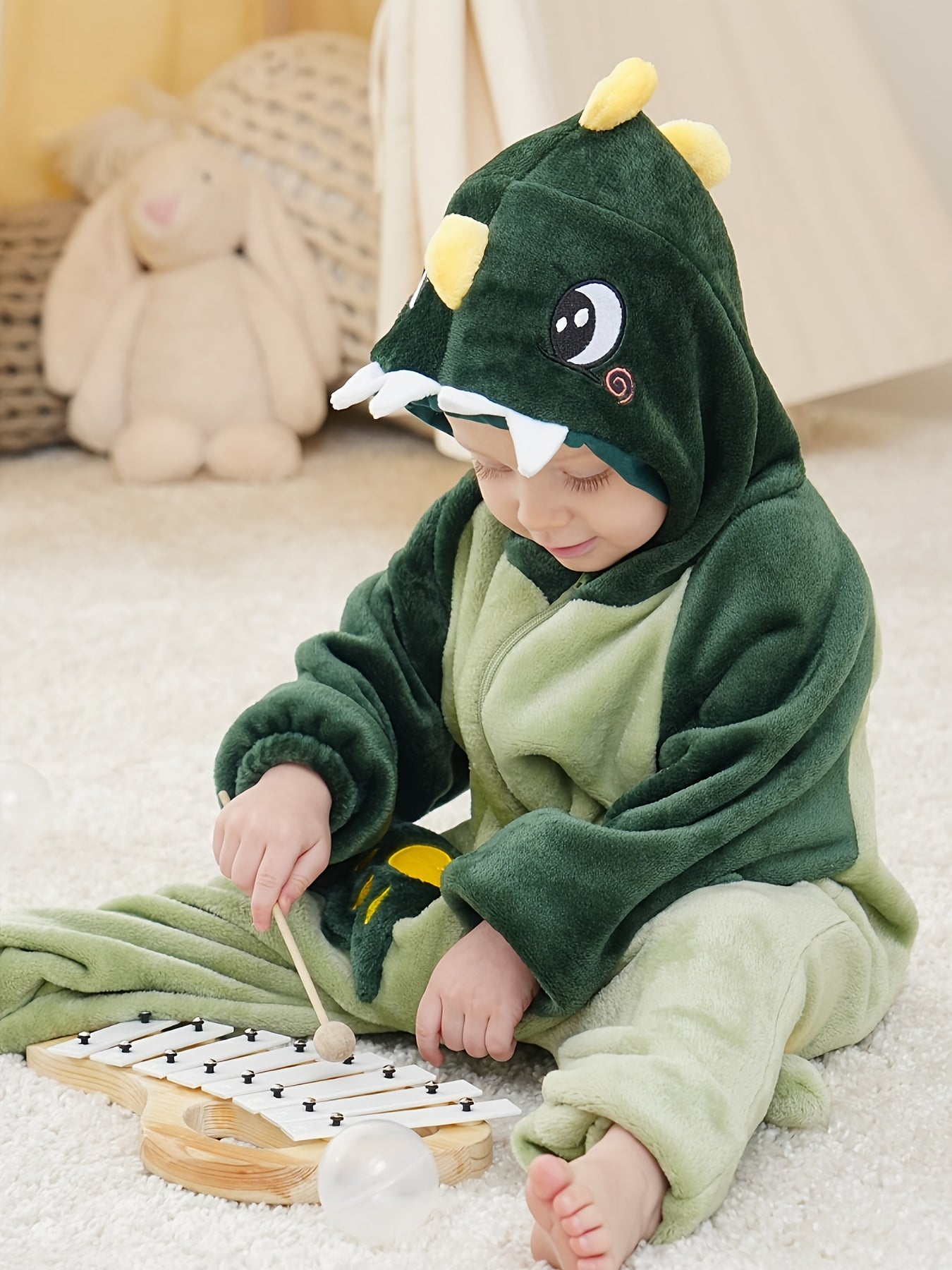 Kinder Dinosaurus Onesie Pyjama – Comfortabele Hooded Jumpsuit met Lange Mouwen
