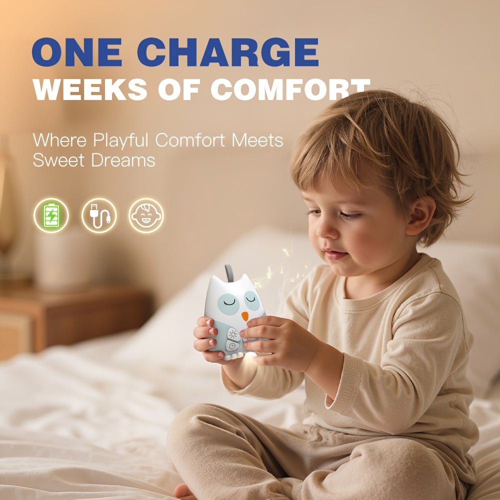 Oplaadbare Witte Ruis Machine met Nachtlampje voor Baby's, Kinderen en Volwassenen - Draagbare Uil Slaaphulp met 15 Geluiden - Ideaal voor Thuis, Kantoor en Reizen