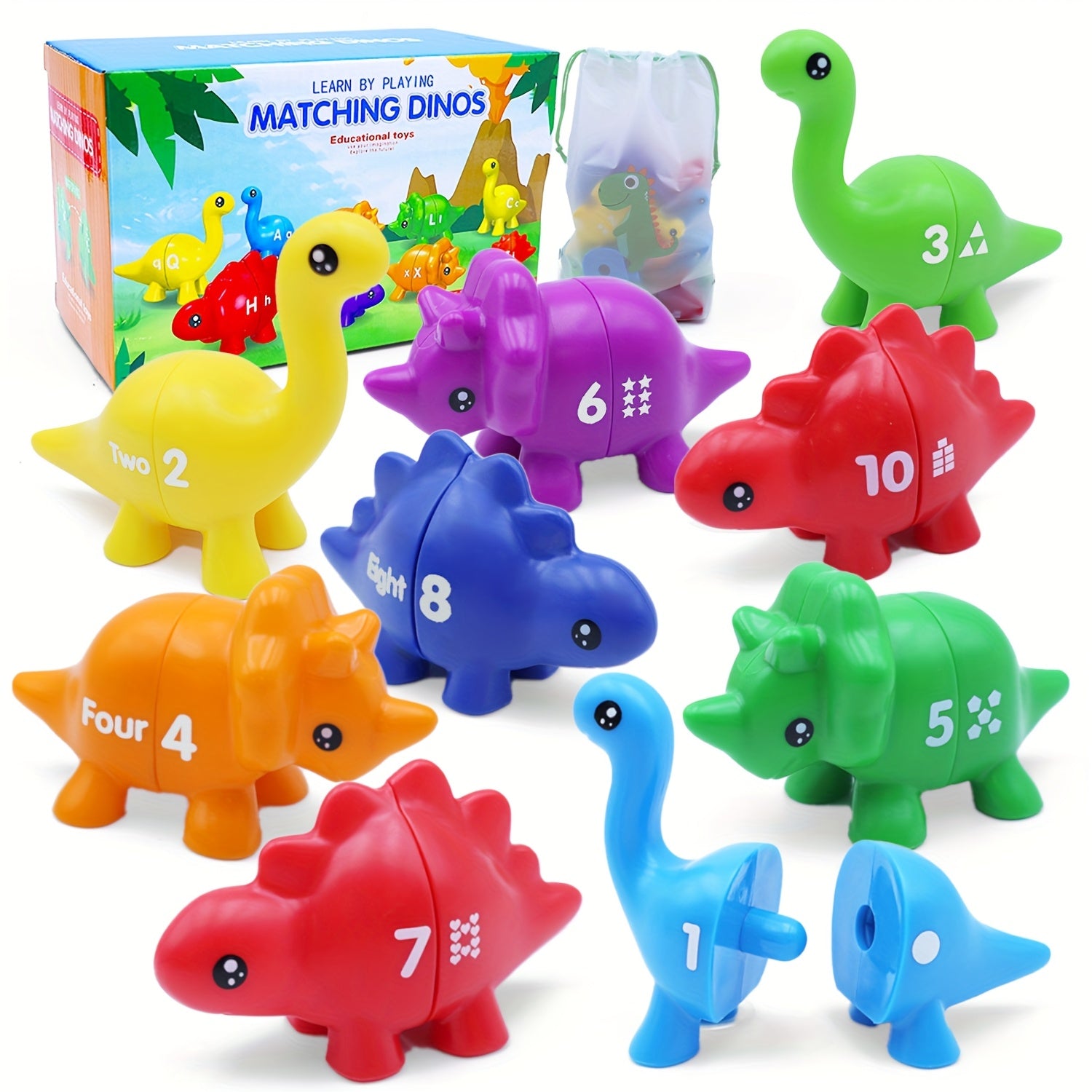 Dinosaur letter matching toys en number matching toys voor kinderen – kleurrijk educatief speelgoed om letters en cijfers te leren.
